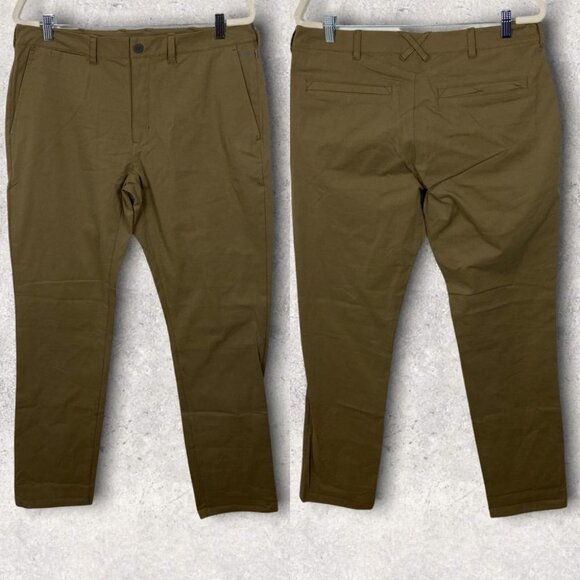 New Mack Weldon Beige Tan Chino Pants Size 34 by 34‎ Sandstorm Technical Stretch - Picture 1 of 11
